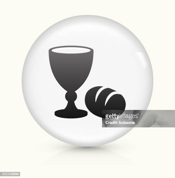 bildbanksillustrationer, clip art samt tecknat material och ikoner med goblet and bread icon on white round vector button - chalice