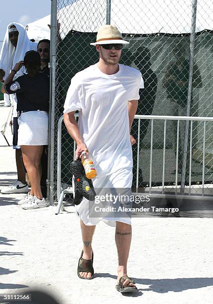 Justin Timberlake at the N'SYNC 6th annual Challenge for the Children skills competition on July 24, 2004 in South Beach, Miami, Florida.