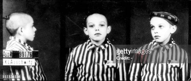 Photo of Anatoli Vanukevitch in prison clothes, taken by Nazis in the Auschwitz concentration camp, in Oswiecim in 1943. The Auschwitz camp was...