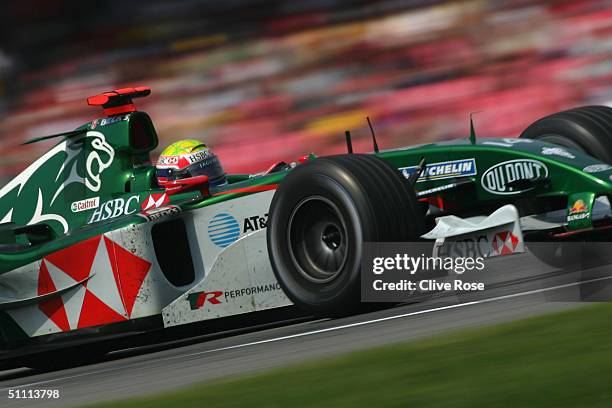 Mark Webber of Australia and Jaguar in action during the German F1 Grand Prix at the Hockenheim Circuit on July 25 in Hockenheim, Germany.