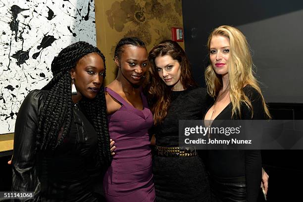 Hawa, Georgie Badiel, Madlena Kalinova, and Miranda Pierson attend the Major Model Management After Party at Beautique on February 17 in New York...