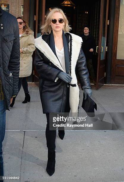 Actress Jennifer Lawrence is seen walking in Soho on February 18, 2016 in New York City.