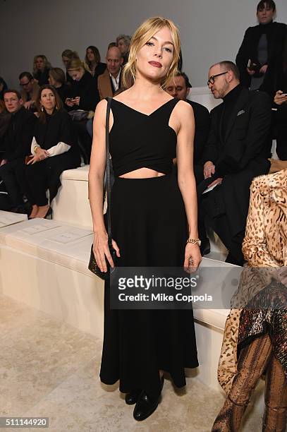 Actress Sienna Miller attends the Ralph Lauren Fall 2016 fashion show during New York Fashion Week: The Shows at Skylight Clarkson Sq on February 18,...