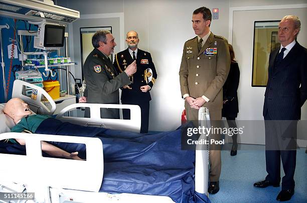 King Felipe VI of Spain and Spanish Defense Minister Pedro Morenés during a visit to "Gomez Ulla", the Central Hospital of Defense which has recently...