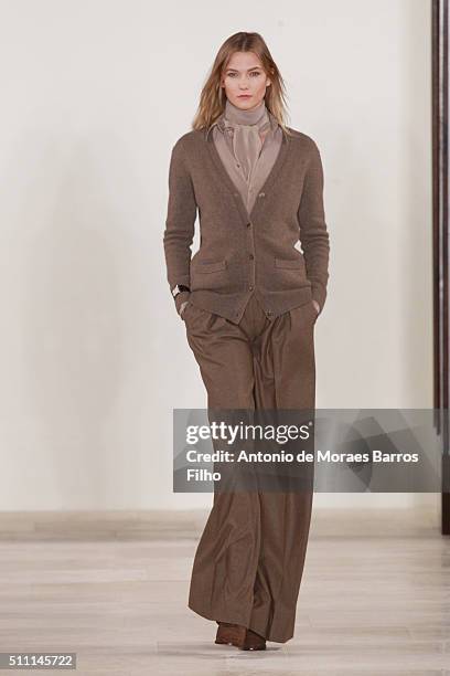 Karlie Kloss walks the runway during the Ralph Lauren show as a part of Fall 2016 New York Fashion Week at Skylight Clarkson Sq on February 18, 2016...