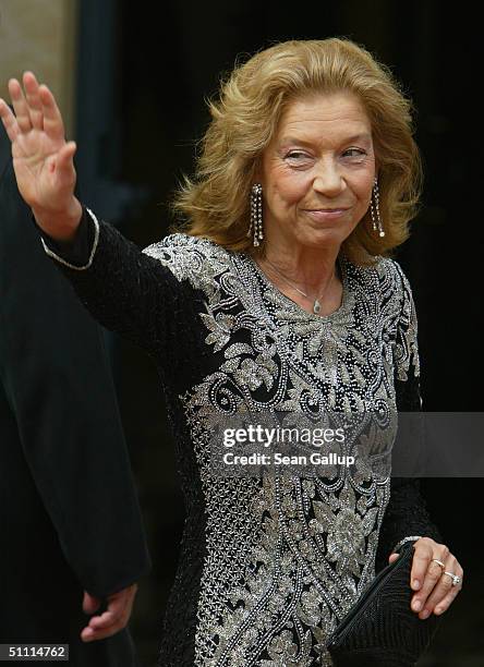 Actress Evelyn Hamann arrives for the opening performance of Richard Wagner's "Parsifal" July 25, 2004 on the first day of the 93rd Richard Wagner...