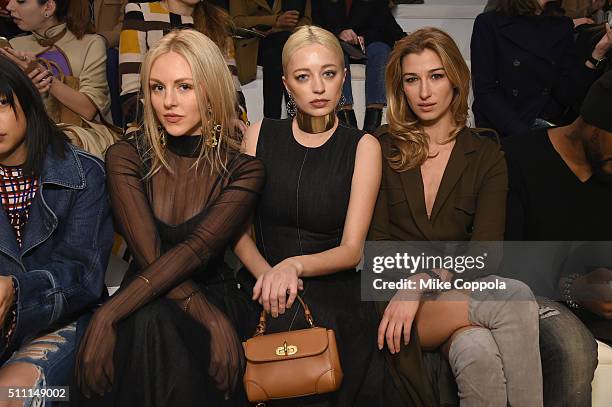 Shea Marie, Caroline Vreeland, and Laura Remington Platt attend the Ralph Lauren Fall 2016 fashion show during New York Fashion Week: The Shows at...