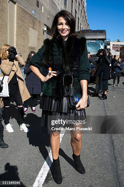 Adriana Abascal arrives to attend the 'Ralph Lauren' fashion show on February 18, 2016 in New York City.