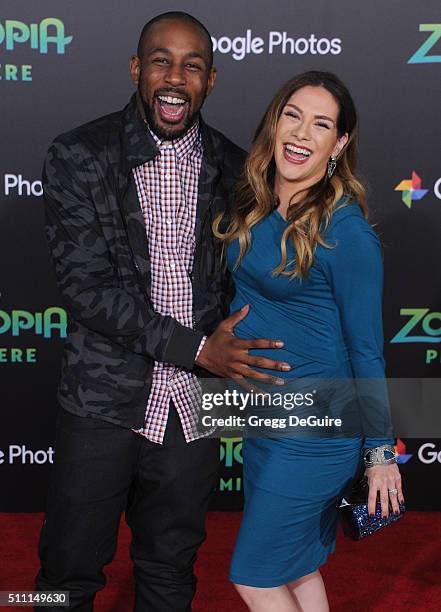 Dancers Allison Holker and Stephen "tWitch" Boss arrive at the premiere of Walt Disney Animation Studios' "Zootopia" at the El Capitan Theatre on...