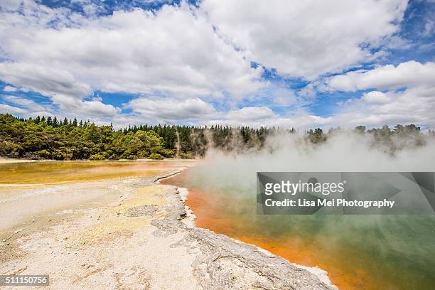 colorful champagne pool rotorua - waiotapu thermal park stock pictures, royalty-free photos & images