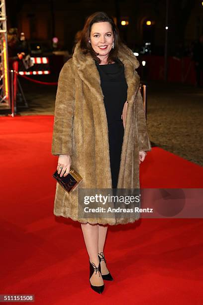 Actress Olivia Colman attends the 'The Night Manager' premiere during the 66th Berlinale International Film Festival Berlin at Haus der Berlinale on...