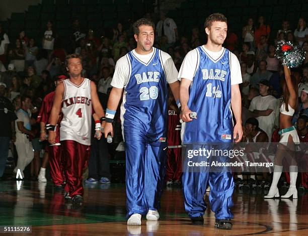 Joey Fatone and Justin Timberlake at NSYNC Challenge For The Children Celebrity Basketball Game July 25, 2004 at Office Depot Center in Sunrise,...