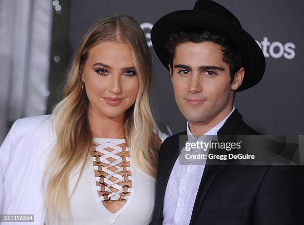 Actors Veronica Dunne and Max Ehrich arrive at the premiere of Walt Disney Animation Studios' "Zootopia" at the El Capitan Theatre on February 17,...