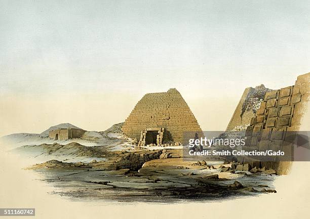 Pyramids of Meroe, Egypt, 1852. From the New York Public Library. .