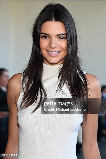 Model, Kendall Jenner, attends the Calvin Klein Collection Fall 2016 fashion show during New York Fashion Week at Spring Studios on February 18, 2016...