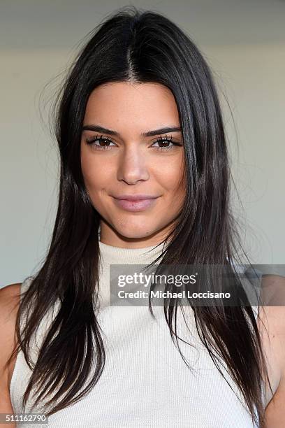 Model, Kendall Jenner, attends the Calvin Klein Collection Fall 2016 fashion show during New York Fashion Week at Spring Studios on February 18, 2016...
