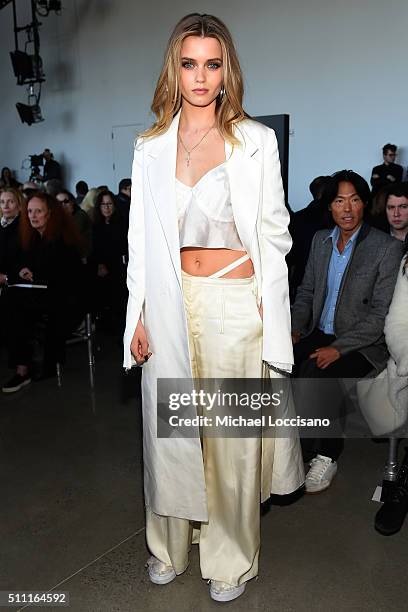 Abbey Lee Kershaw attends the Calvin Klein Collection Fall 2016 fashion show during New York Fashion Week at Spring Studios on February 18, 2016 in...