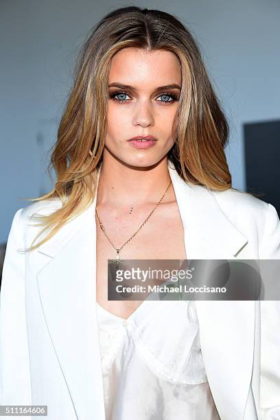 Abbey Lee Kershaw attends the Calvin Klein Collection Fall 2016 fashion show during New York Fashion Week at Spring Studios on February 18, 2016 in...