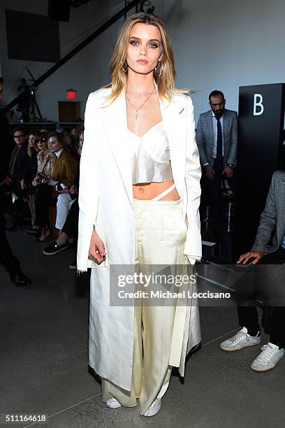 Abbey Lee Kershaw attends the Calvin Klein Collection Fall 2016 fashion show during New York Fashion Week at Spring Studios on February 18, 2016 in...