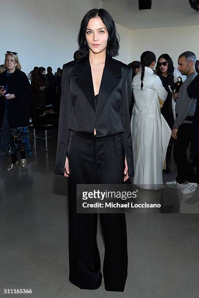 Recording artist Leigh Lezark poses at the Calvin Klein Collection Fall 2016 fashion show during New York Fashion Week at Spring Studios on February...