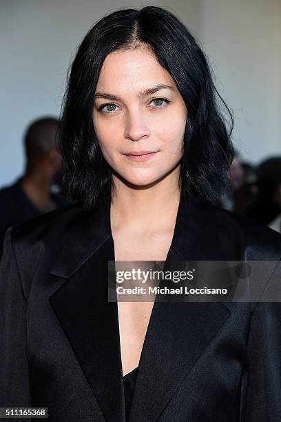 Recording artist Leigh Lezark poses at the Calvin Klein Collection Fall 2016 fashion show during New York Fashion Week at Spring Studios on February...