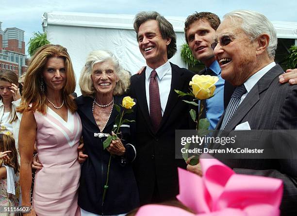 Maria Shriver, Eunice Kennedy, Bobby Shriver, Anthony Shriver, and Robert Sargent Shriver attend the dedication of the Rose Fitzgerald Kennedy...