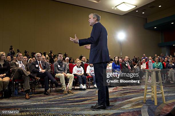 Jeb Bush, former Governor of Florida and 2016 Republican presidential candidate, speaks during a town hall event at the Columbia Metropolitan...