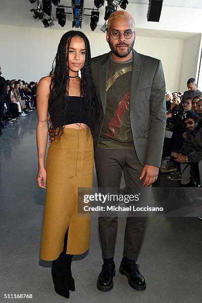 Singer and actress Zoe Kravitz and singer Twin Shadow pose at the Calvin Klein Collection Fall 2016 fashion show during New York Fashion Week at...