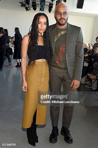 Singer and actress Zoe Kravitz and singer Twin Shadow pose at the Calvin Klein Collection Fall 2016 fashion show during New York Fashion Week at...