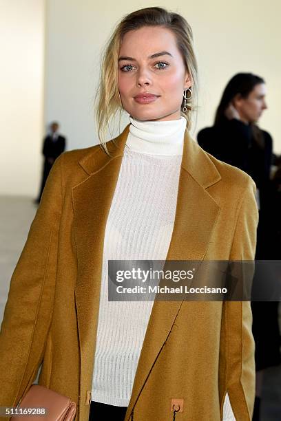 Actress Margot Robbie attends the Calvin Klein Collection Fall 2016 fashion show during New York Fashion Week at Spring Studios on February 18, 2016...