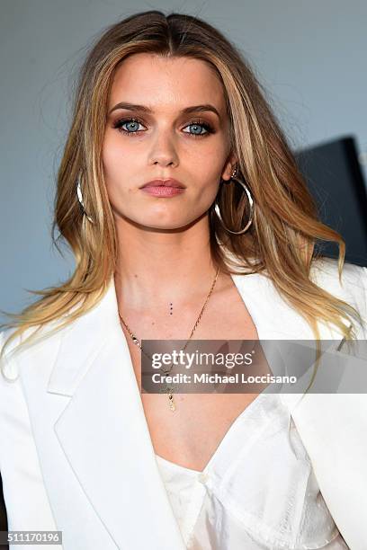 Abbey Lee Kershaw attends the Calvin Klein Collection Fall 2016 fashion show during New York Fashion Week at Spring Studios on February 18, 2016 in...