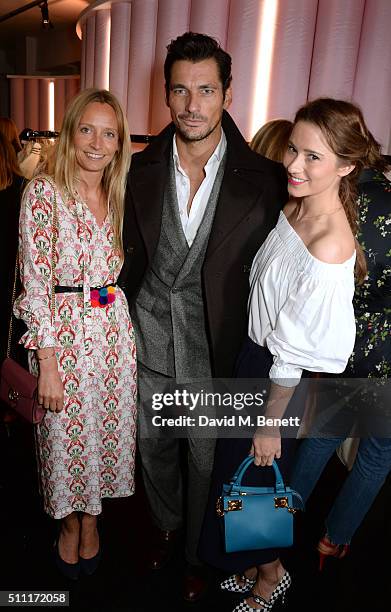 Martha Ward, David Gandy and Kelly Eastwood attend a party hosted by Marks and Spencer, The British Fashion Council and Alexa Chung to kick off...