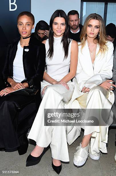 Models Adwoa Aboah, Kendall Jenner and Abbey Lee Kershaw attend the Calvin Klein Collection Fall 2016 fashion show during New York Fashion Week at...