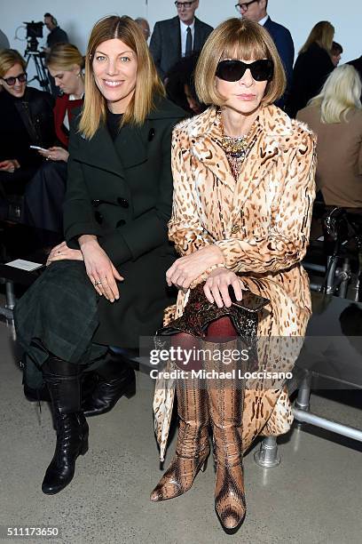 Vogue's Fashion Market/Accessories Director, Virginia Smith, and Editor-in-chief of American Vogue, Anna Wintour attend the Calvin Klein Collection...