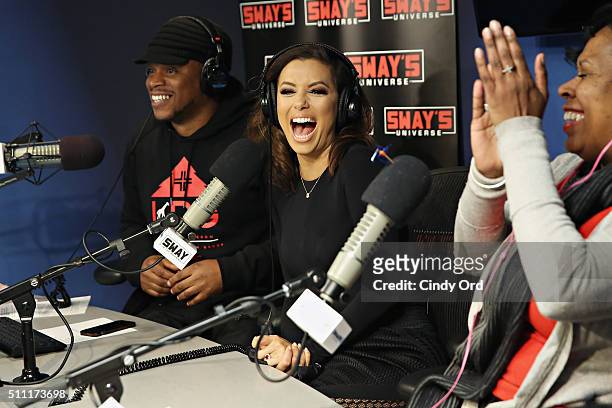 Actress Eva Longoria visits 'Sway in the Morning' with Sway Calloway and Heather B on Eminem's Shade 45 at the SiriusXM Studios on February 18, 2016...