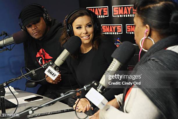 Actress Eva Longoria visits 'Sway in the Morning' with Sway Calloway and Heather B on Eminem's Shade 45 at the SiriusXM Studios on February 18, 2016...