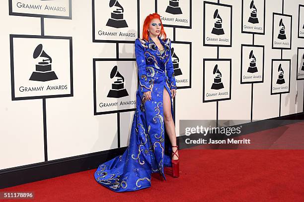 Singer Lady Gaga attends The 58th GRAMMY Awards at Staples Center on February 15, 2016 in Los Angeles, California.