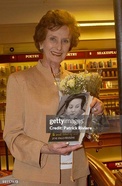 Australia's most photographed model of the 40s and 50s June Dally-Watkins launching her new book 'The Secret Behind My Smile' at Dymocks store in...