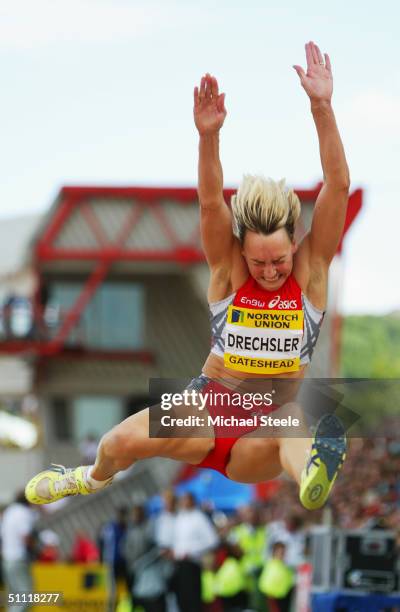 Heike Drechsler of Germany in action in the Long Jump at the Norwich Union British Grand Prix at the International Stadium on June 27 in Gateshead,...