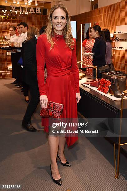 Global Ambassador Katharina Harf posing with the Bally for DKMS Clutch, attends the cocktail reception at the Bally New Bond Street store in support...