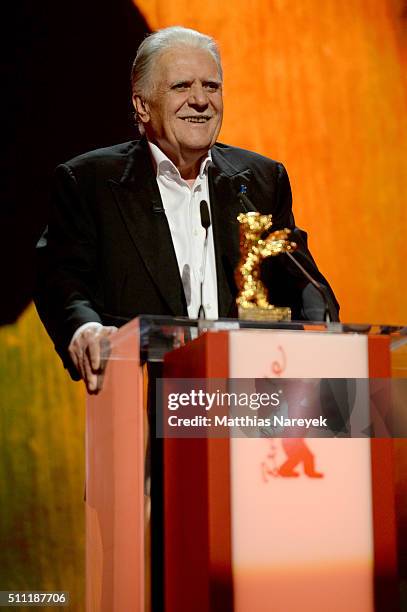 Michael Ballhaus speaks at the 'Hommage For Michael Ballhaus' during the 66th Berlinale International Film Festival Berlin at Berlinale Palace on...