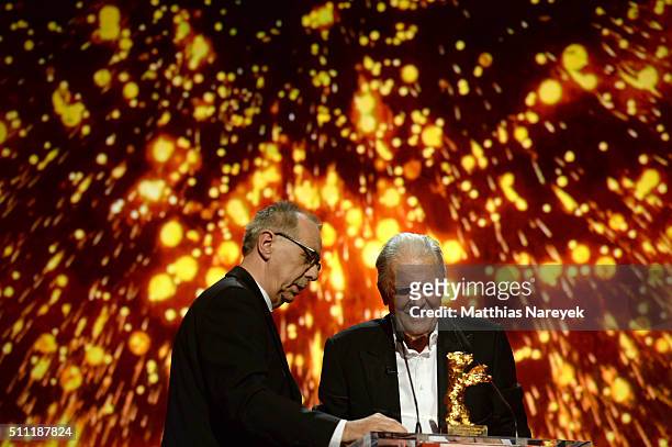 Dieter Kosslick and Michael Ballhaus attend the 'Hommage For Michael Ballhaus' during the 66th Berlinale International Film Festival Berlin at...