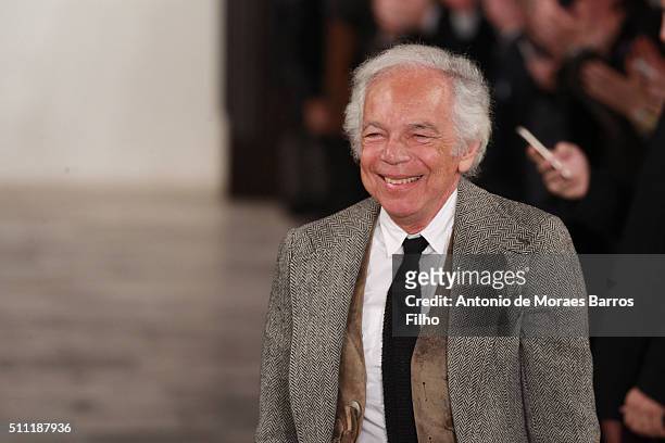 Ralph Lauren walks the runway during the Ralph Lauren show as a part of Fall 2016 New York Fashion Week at Skylight Clarkson Sq on February 18, 2016...