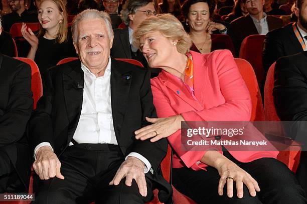 Michael Ballhaus and Monika Gruetters attend the 'Hommage For Michael Ballhaus' during the 66th Berlinale International Film Festival Berlin at...