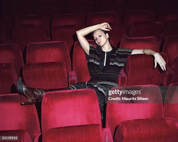 Actress Samantha Morton poses at a studio session on July 16, 2003 at Screen on the Green, in London.