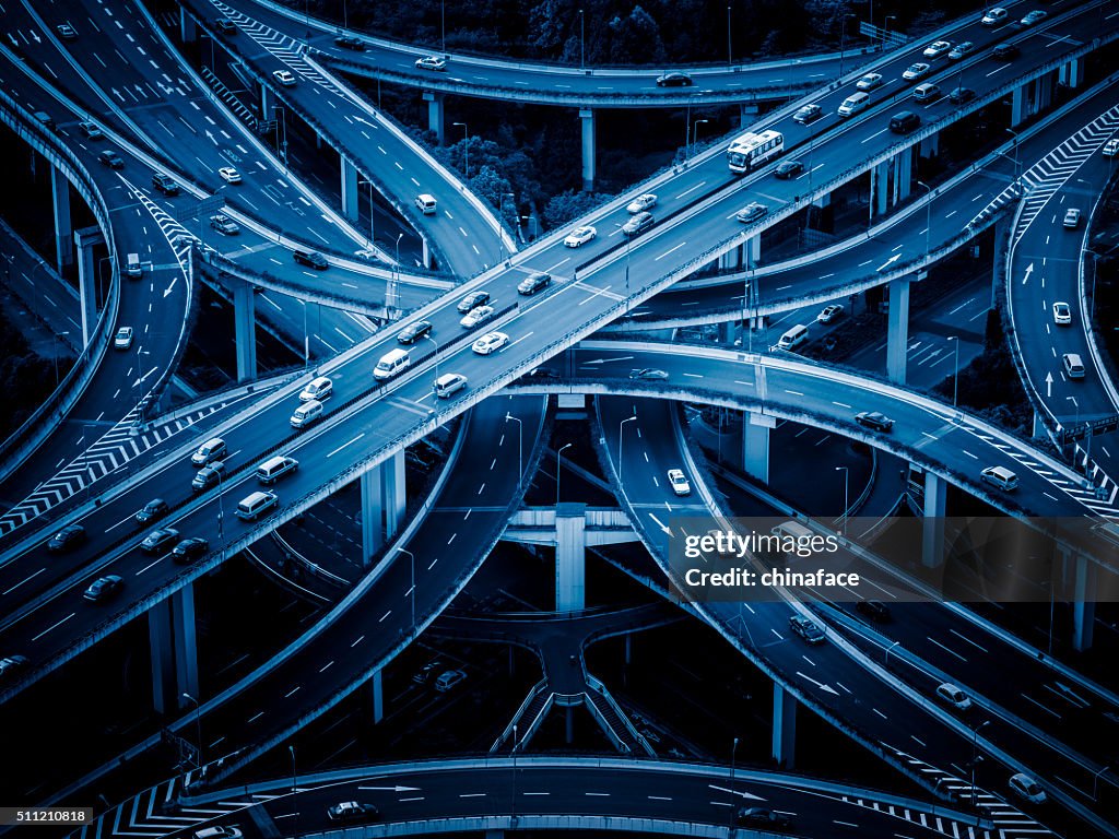 Aerial view of overpass, shanghai china