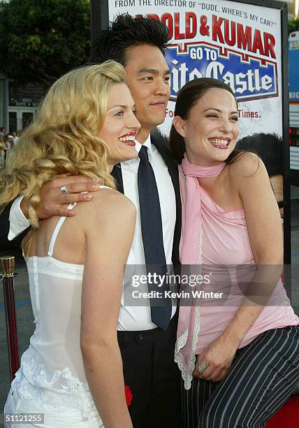 Actors Brooke D'Orsay, John Cho and Kate Kelton arrive at the World Premiere of "Harold & Kumar Go to White Castle" at the Grauman's Chinese Theatre...