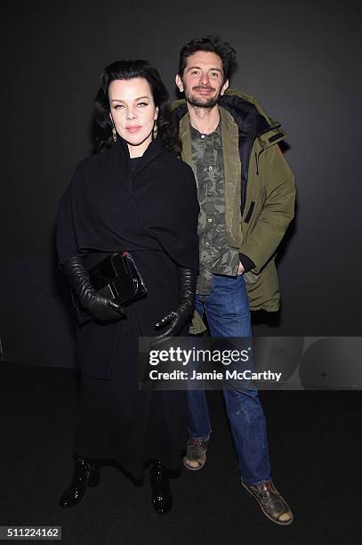 Debi Mazar and Gabriele Corcos attend the Marc Jacobs Fall 2016 fashion show during New York Fashion Week at Park Avenue Armory on February 18, 2016...