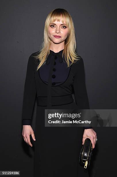 Actress Christina Ricci attends the Marc Jacobs Fall 2016 fashion show during New York Fashion Week at Park Avenue Armory on February 18, 2016 in New...