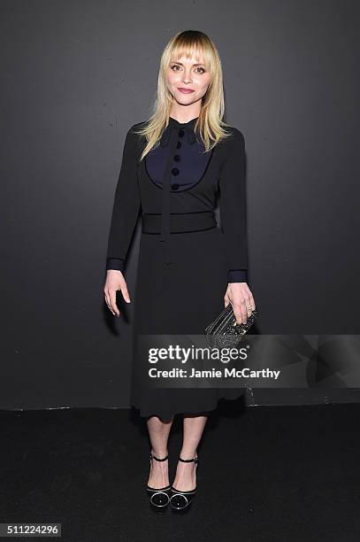 Actress Christina Ricci attends the Marc Jacobs Fall 2016 fashion show during New York Fashion Week at Park Avenue Armory on February 18, 2016 in New...